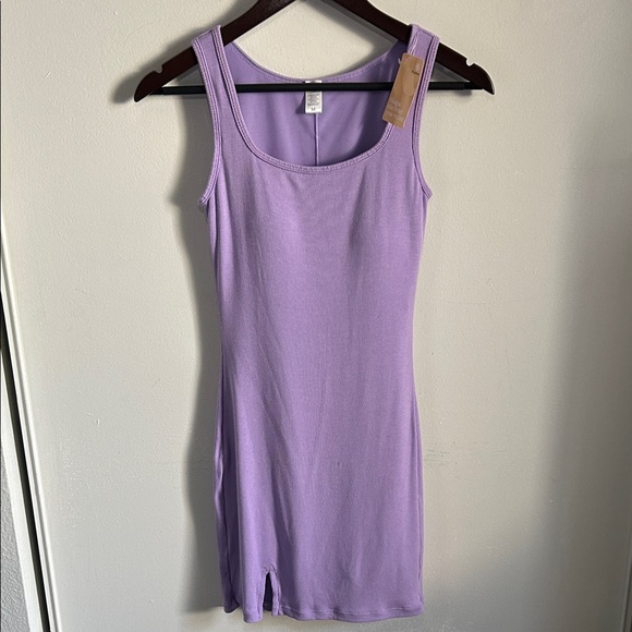Popilush Dresses & Skirts - Popilush Sporty Athleisure Lavender Sleeveless Ribbed Shapewear Mini Tank Dress